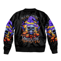 Halloween Skull Sleeve Zip Bomber Jacket Please Excuse My Resting Witch Face - Wonder Print Shop