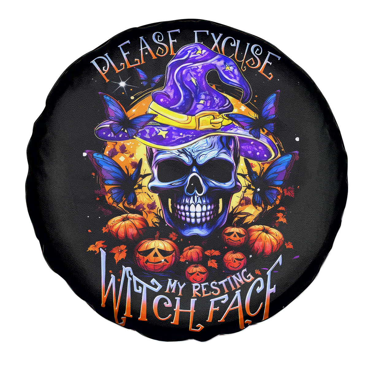 Halloween Skull Spare Tire Cover Please Excuse My Resting Witch Face - Wonder Print Shop