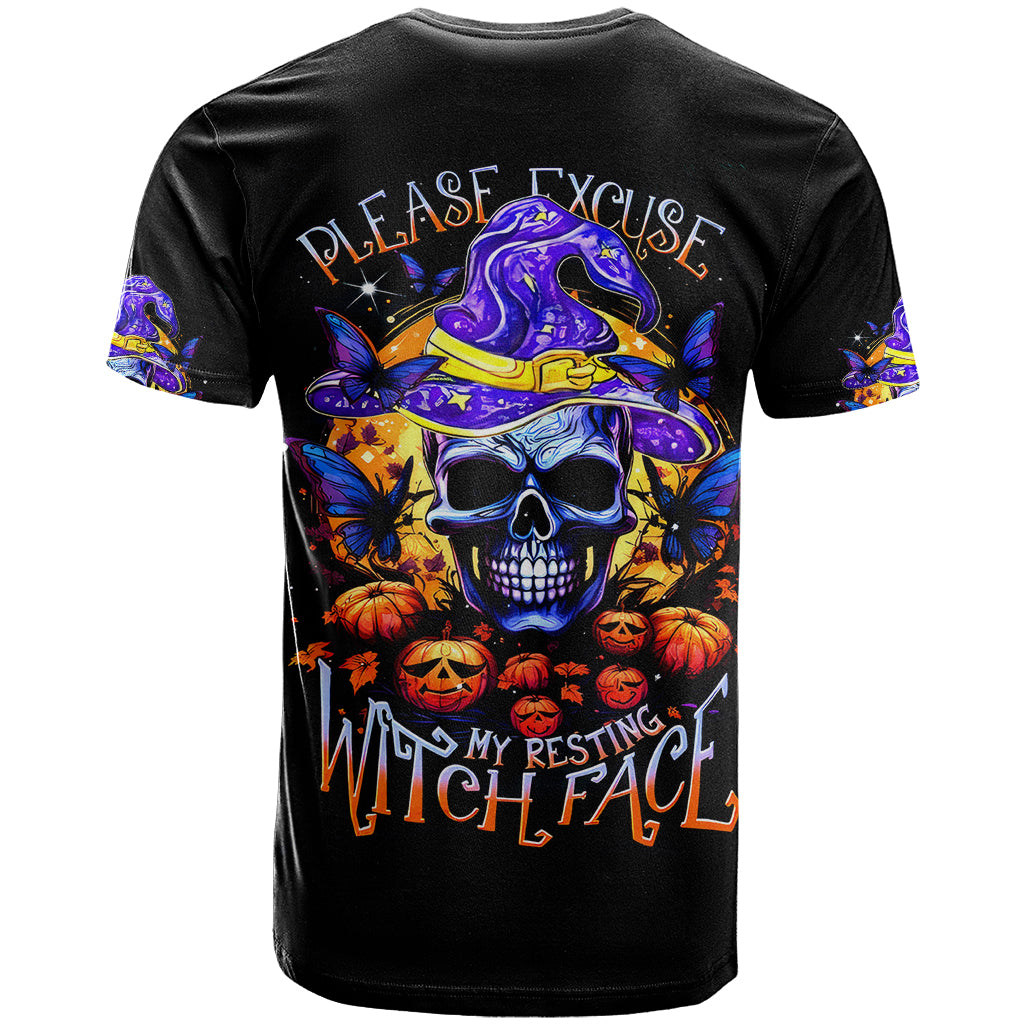 Halloween Skull T Shirt Please Excuse My Resting Witch Face - Wonder Print Shop