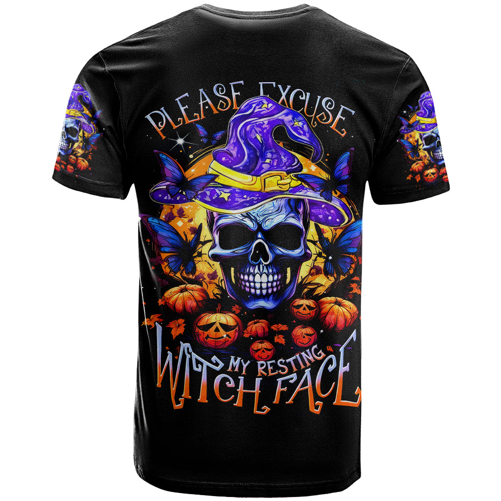 Halloween Skull T Shirt Please Excuse My Resting Witch Face - Wonder Print Shop