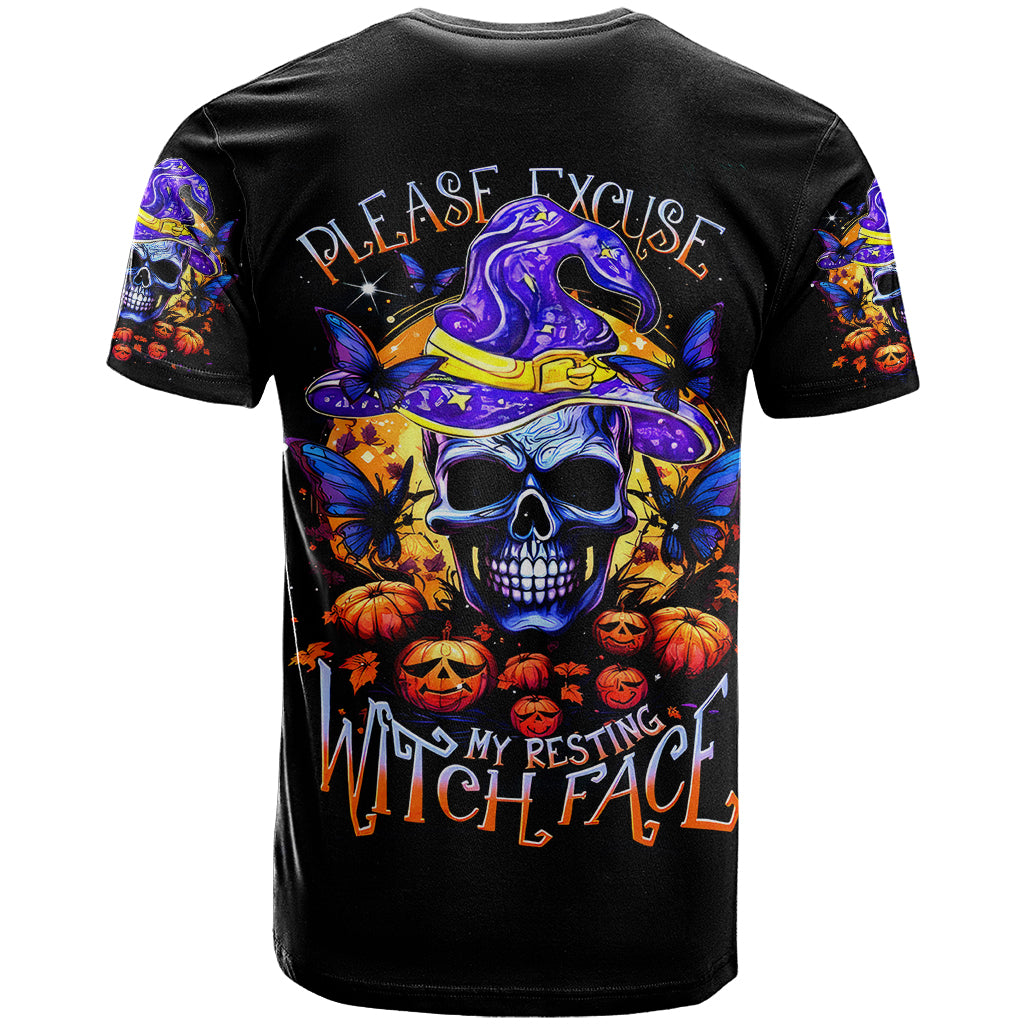 Halloween Skull T Shirt Please Excuse My Resting Witch Face - Wonder Print Shop