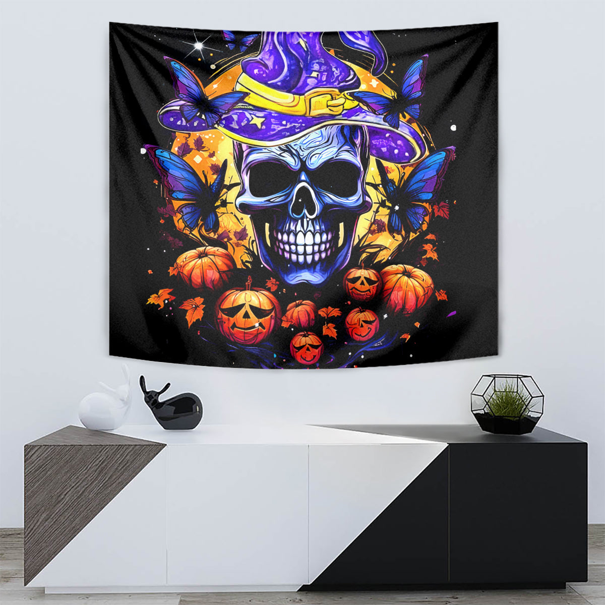 Halloween Skull Tapestry Please Excuse My Resting Witch Face - Wonder Print Shop
