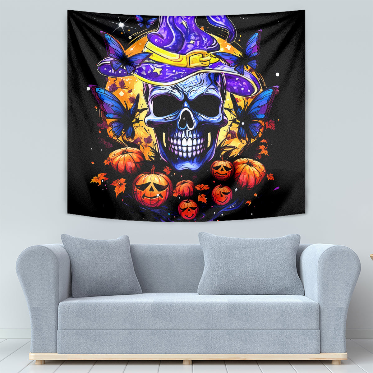 Halloween Skull Tapestry Please Excuse My Resting Witch Face - Wonder Print Shop