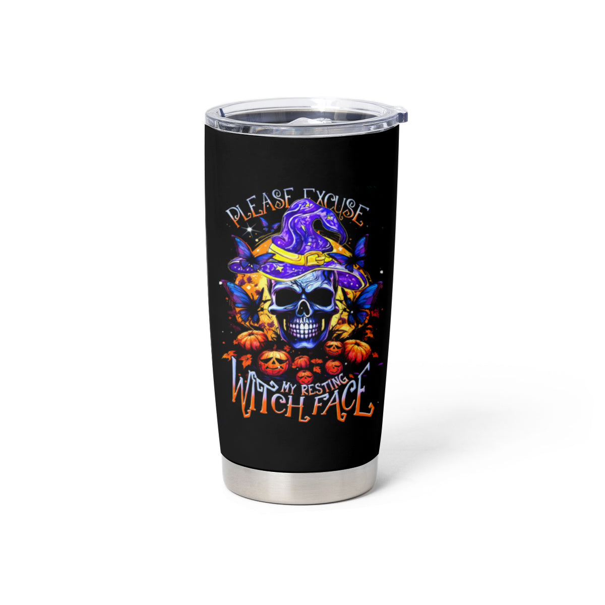 Halloween Skull Tumbler Cup Please Excuse My Resting Witch Face - Wonder Print Shop