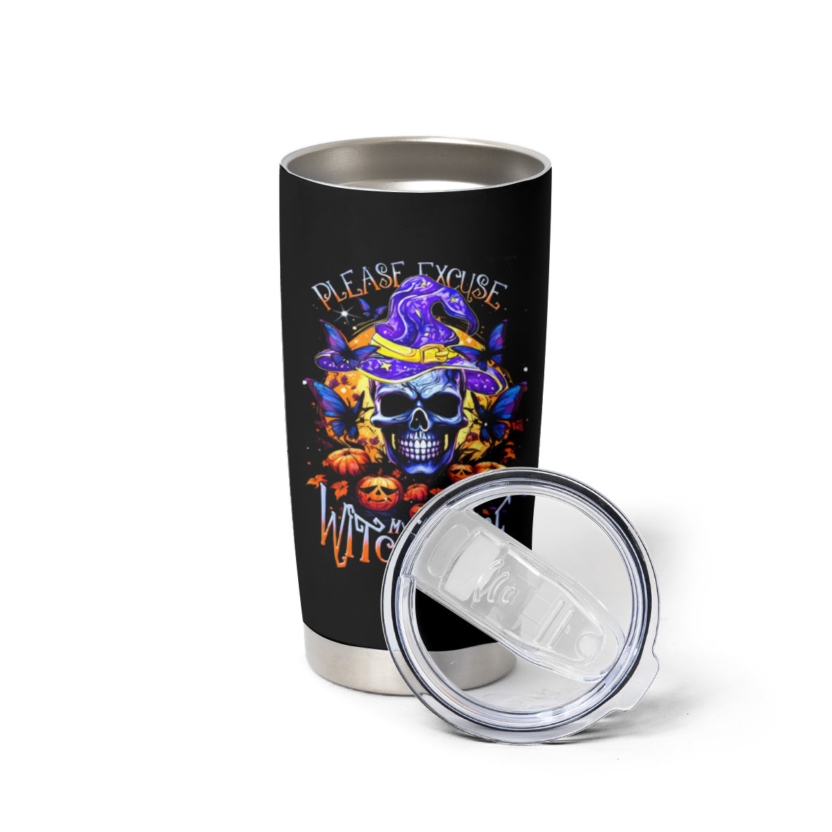 Halloween Skull Tumbler Cup Please Excuse My Resting Witch Face - Wonder Print Shop