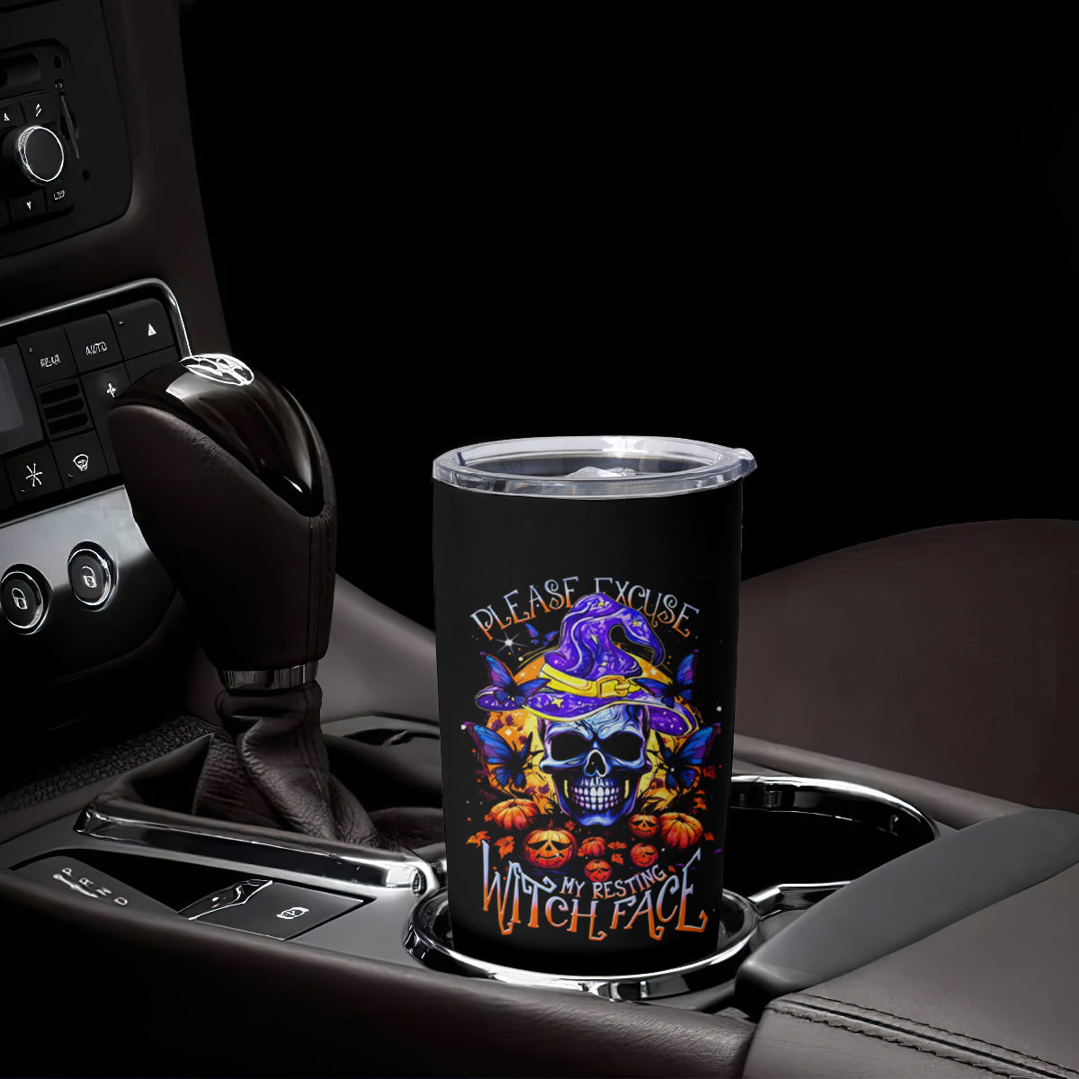 Halloween Skull Tumbler Cup Please Excuse My Resting Witch Face - Wonder Print Shop