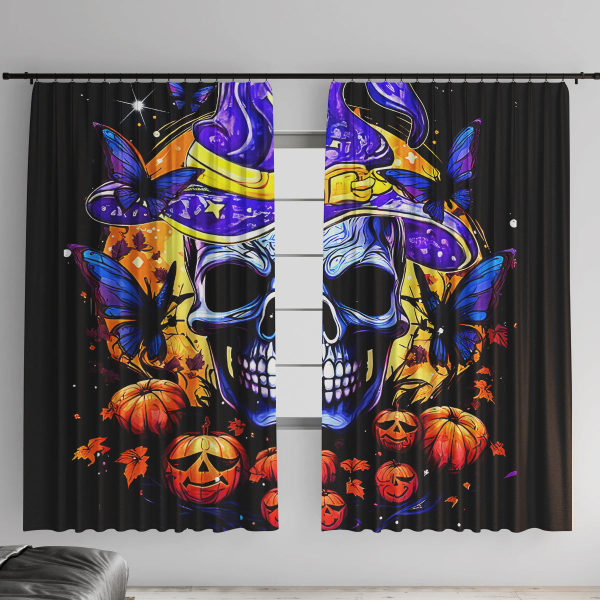 Halloween Skull Window Curtain Please Excuse My Resting Witch Face - Wonder Print Shop