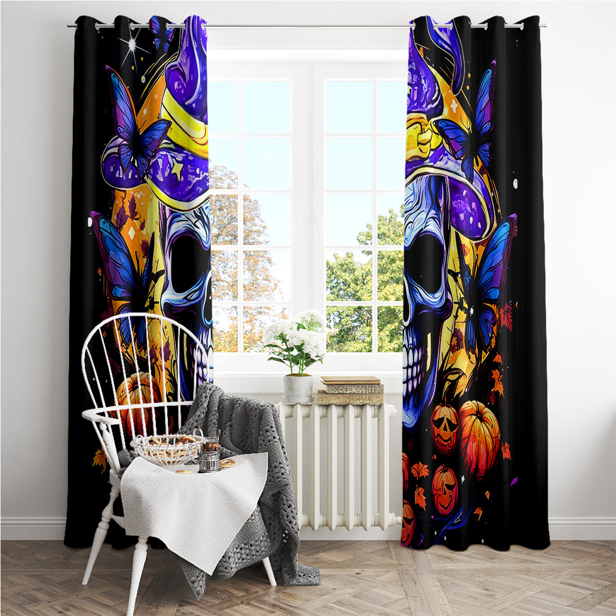 Halloween Skull Window Curtain Please Excuse My Resting Witch Face - Wonder Print Shop