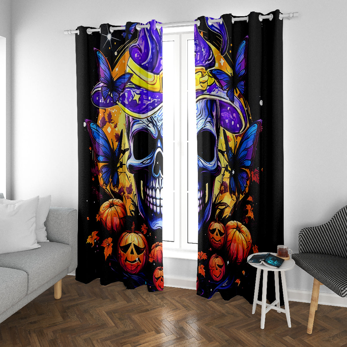 Halloween Skull Window Curtain Please Excuse My Resting Witch Face - Wonder Print Shop