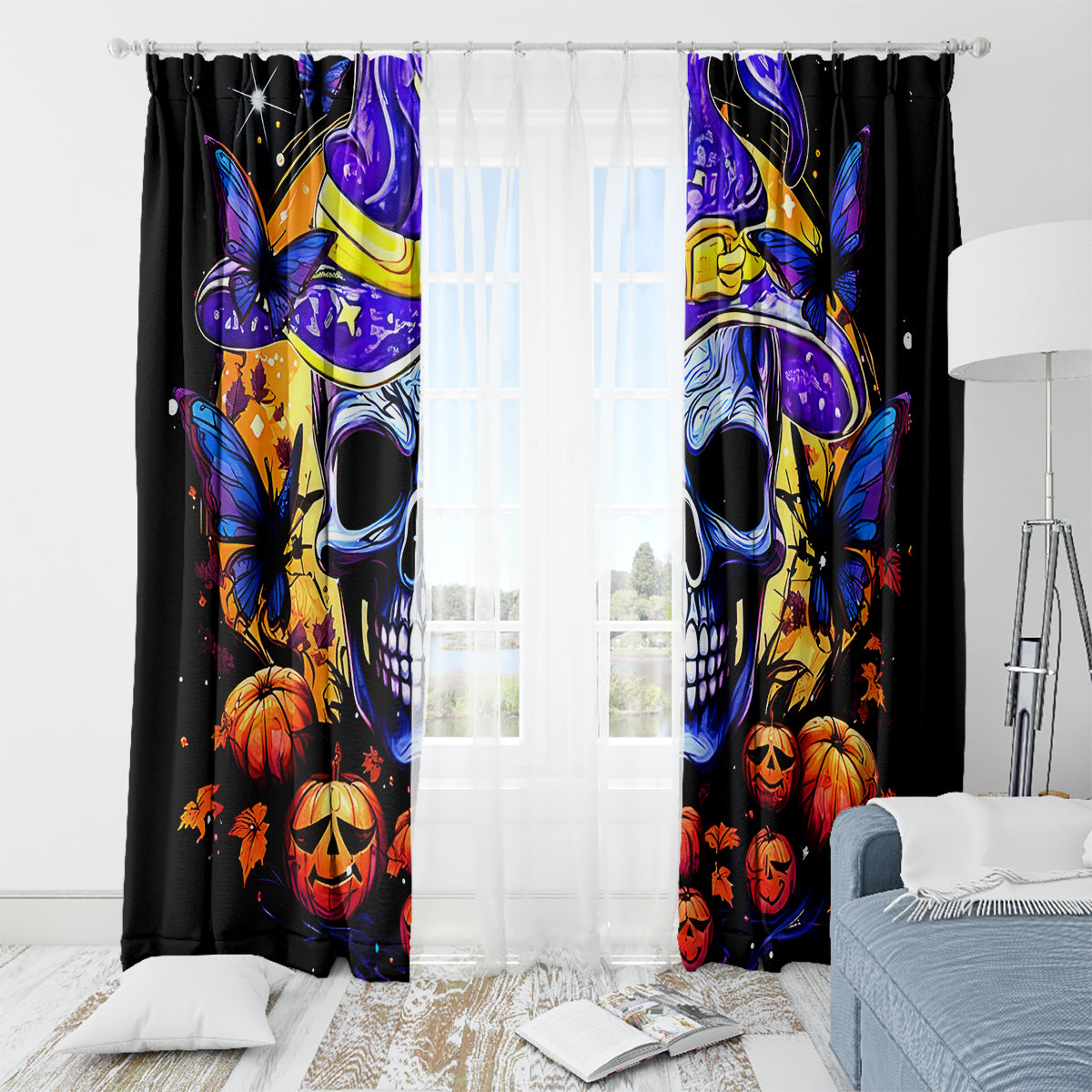 Halloween Skull Window Curtain Please Excuse My Resting Witch Face - Wonder Print Shop