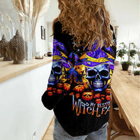 Halloween Skull Women Casual Shirt Please Excuse My Resting Witch Face - Wonder Print Shop