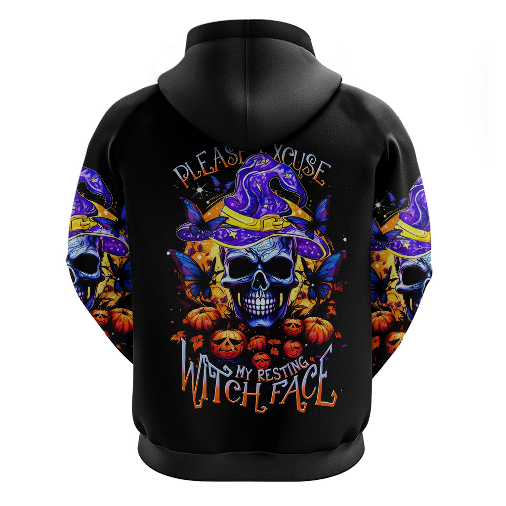Halloween Skull Zip Hoodie Please Excuse My Resting Witch Face - Wonder Print Shop