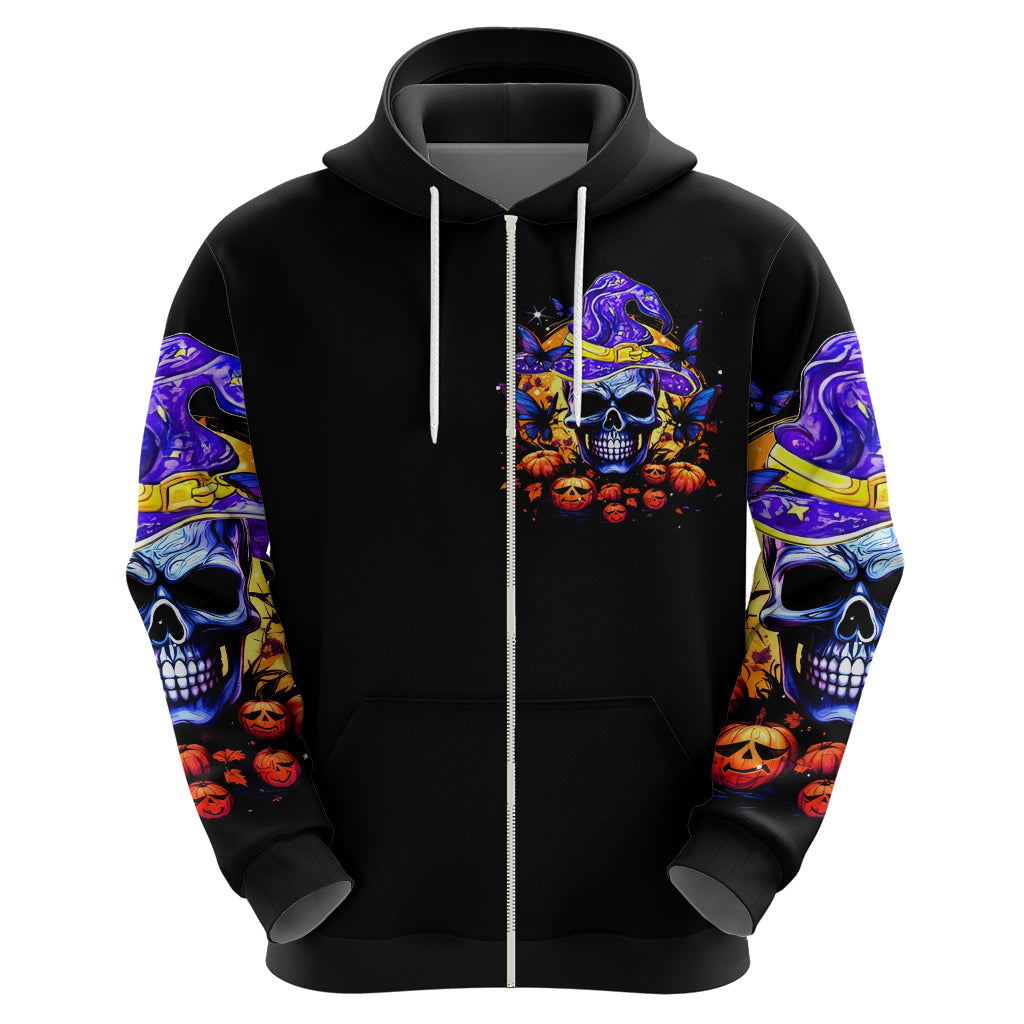 Halloween Skull Zip Hoodie Please Excuse My Resting Witch Face - Wonder Print Shop