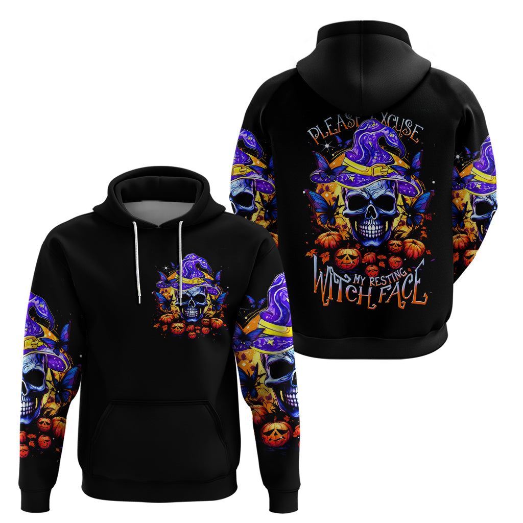 Halloween Skull Zip Hoodie Please Excuse My Resting Witch Face - Wonder Print Shop