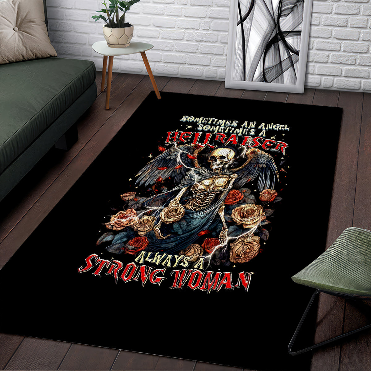 Angel Skull Area Rug Sometimes An Angel Sometimes A Hellraiser - Wonder Print Shop
