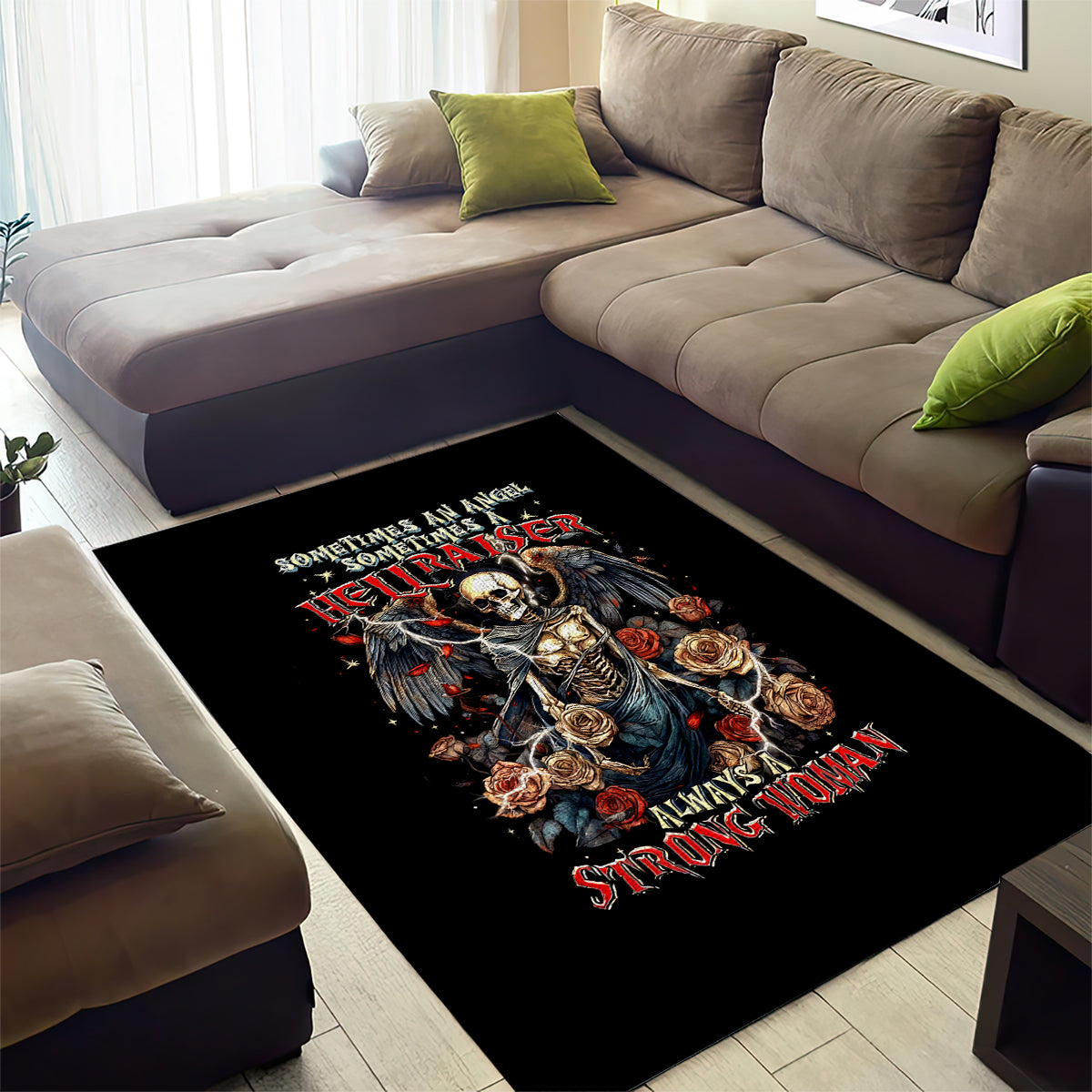 Angel Skull Area Rug Sometimes An Angel Sometimes A Hellraiser - Wonder Print Shop
