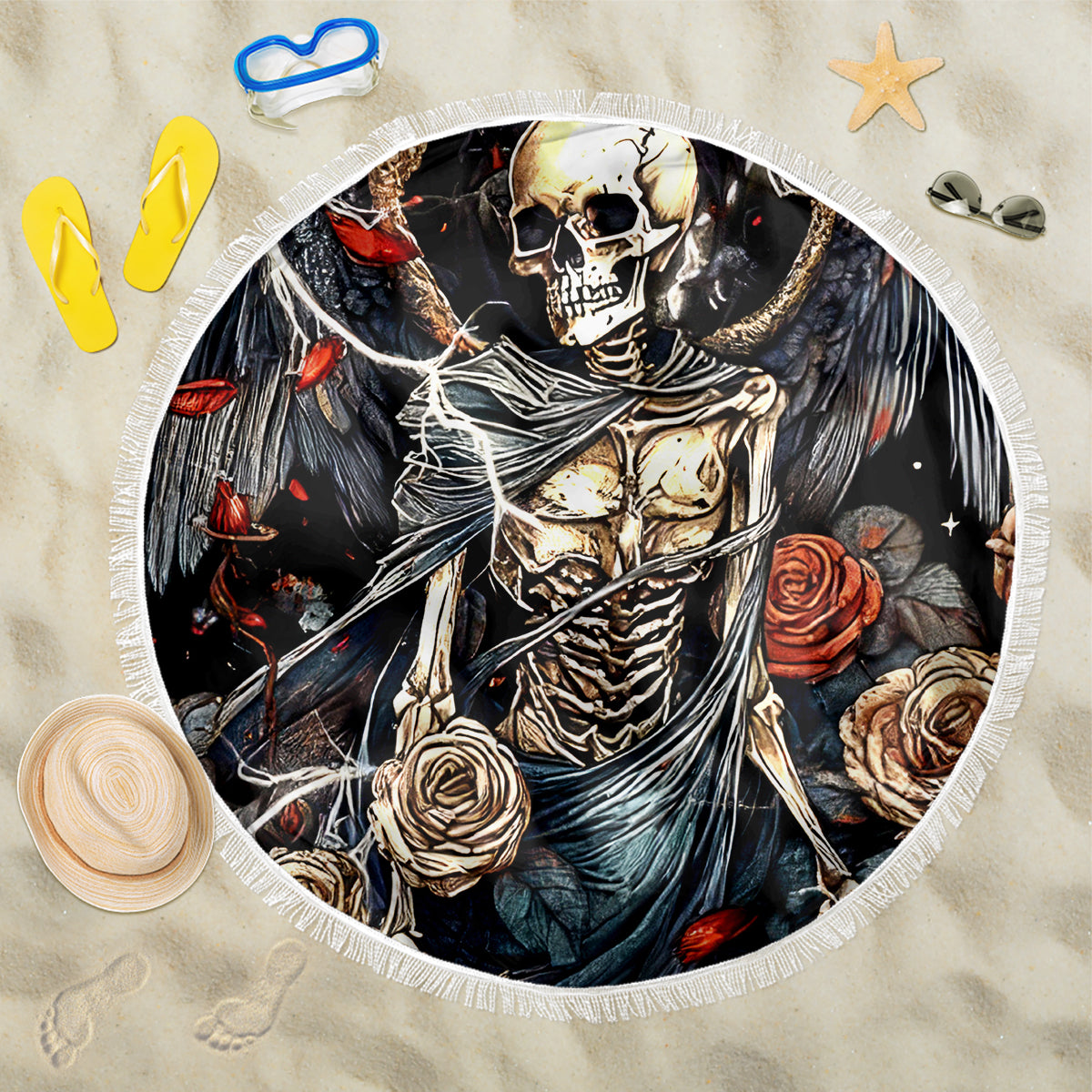 Angel Skull Beach Blanket Sometimes An Angel Sometimes A Hellraiser - Wonder Print Shop