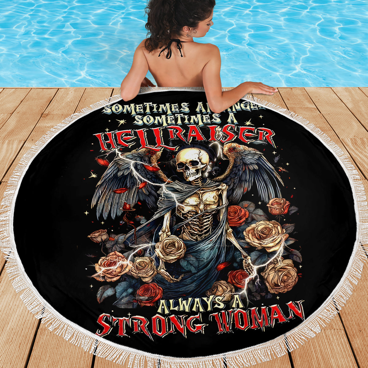 Angel Skull Beach Blanket Sometimes An Angel Sometimes A Hellraiser - Wonder Print Shop