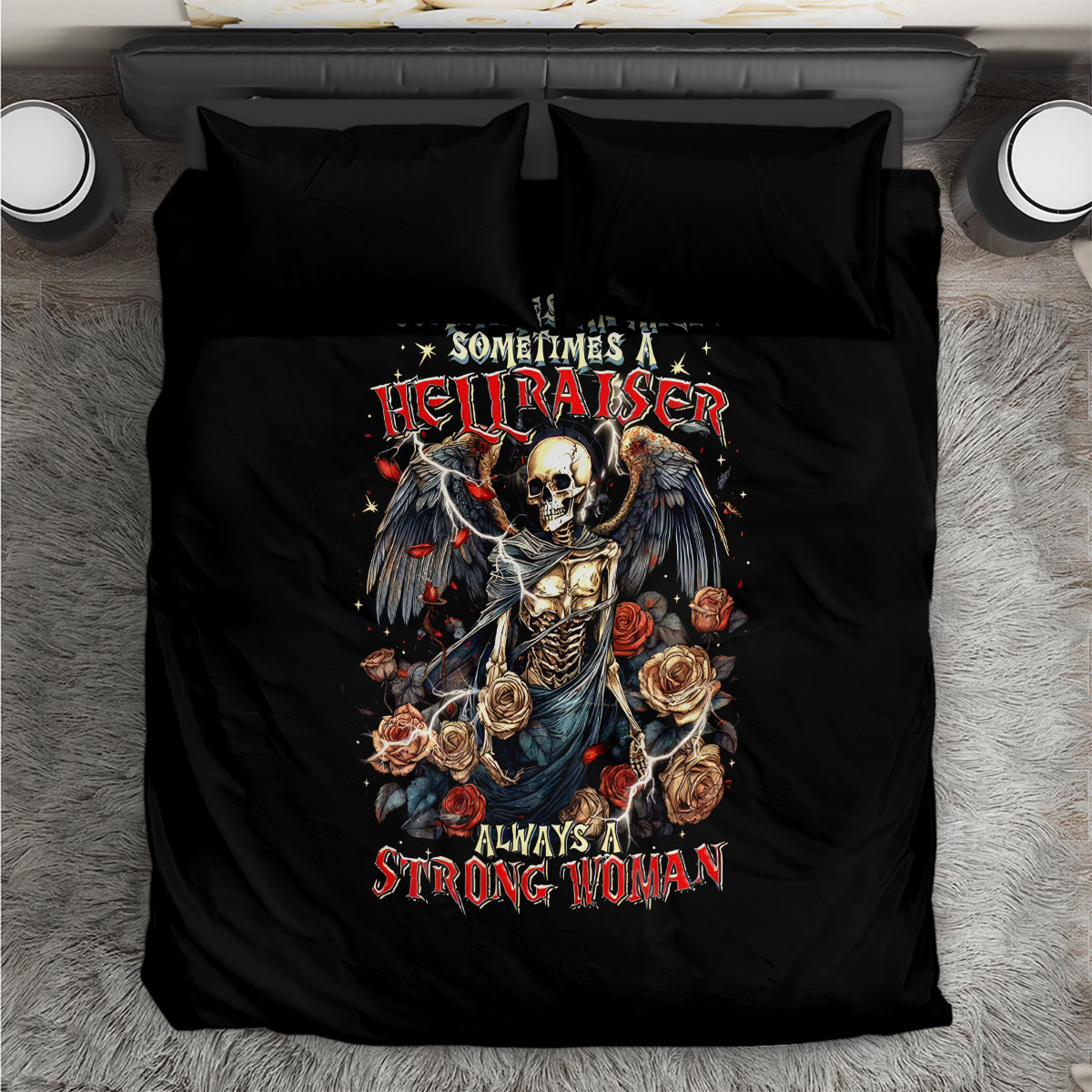 Angel Skull Bedding Set Sometimes An Angel Sometimes A Hellraiser - Wonder Print Shop