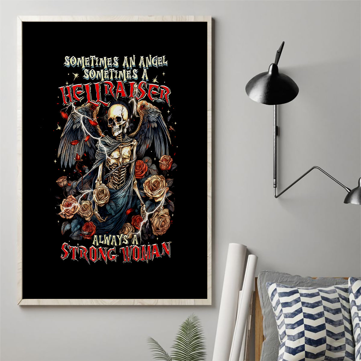 Angel Skull Canvas Wall Art Sometimes An Angel Sometimes A Hellraiser - Wonder Print Shop