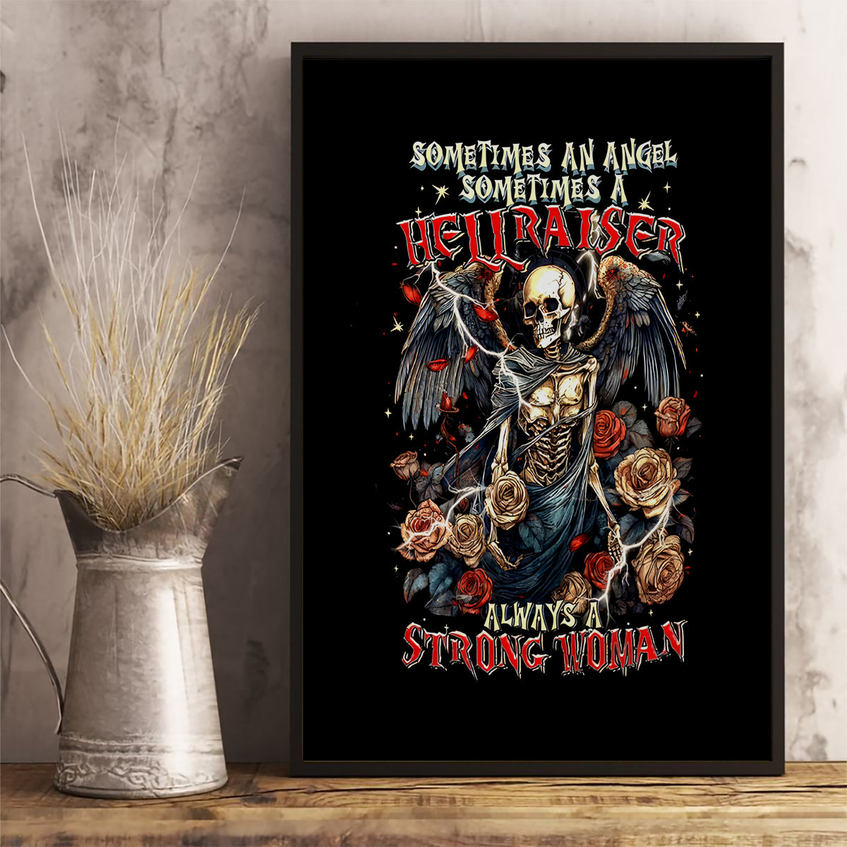 Angel Skull Canvas Wall Art Sometimes An Angel Sometimes A Hellraiser - Wonder Print Shop