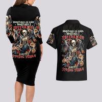 Angel Skull Couples Matching Long Sleeve Bodycon Dress and Hawaiian Shirt Sometimes An Angel Sometimes A Hellraiser - Wonder Print Shop