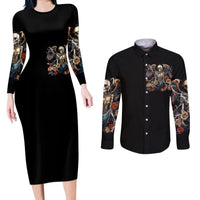 Angel Skull Couples Matching Long Sleeve Bodycon Dress and Long Sleeve Button Shirts Sometimes An Angel Sometimes A Hellraiser - Wonder Print Shop