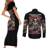 Angel Skull Couples Matching Short Sleeve Bodycon Dress and Long Sleeve Button Shirts Sometimes An Angel Sometimes A Hellraiser - Wonder Print Shop