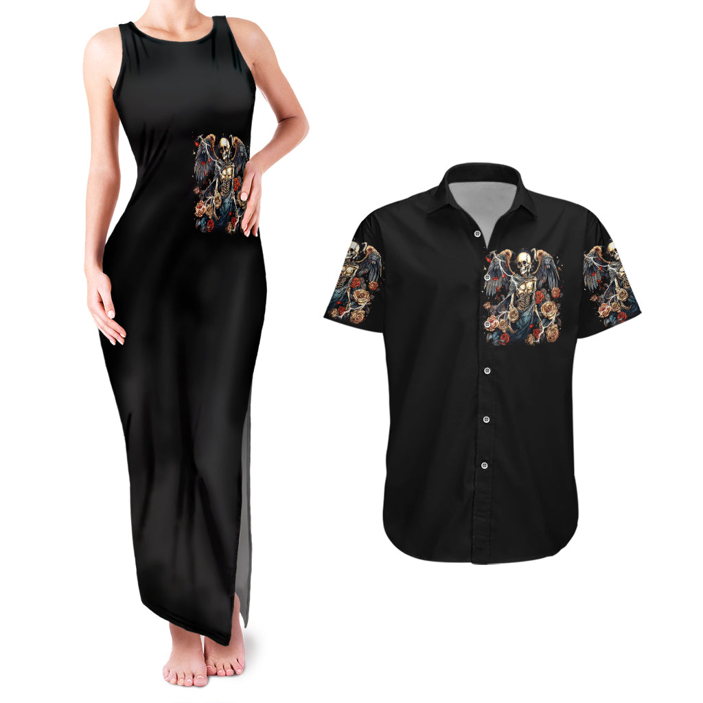 Angel Skull Couples Matching Tank Maxi Dress and Hawaiian Shirt Sometimes An Angel Sometimes A Hellraiser - Wonder Print Shop