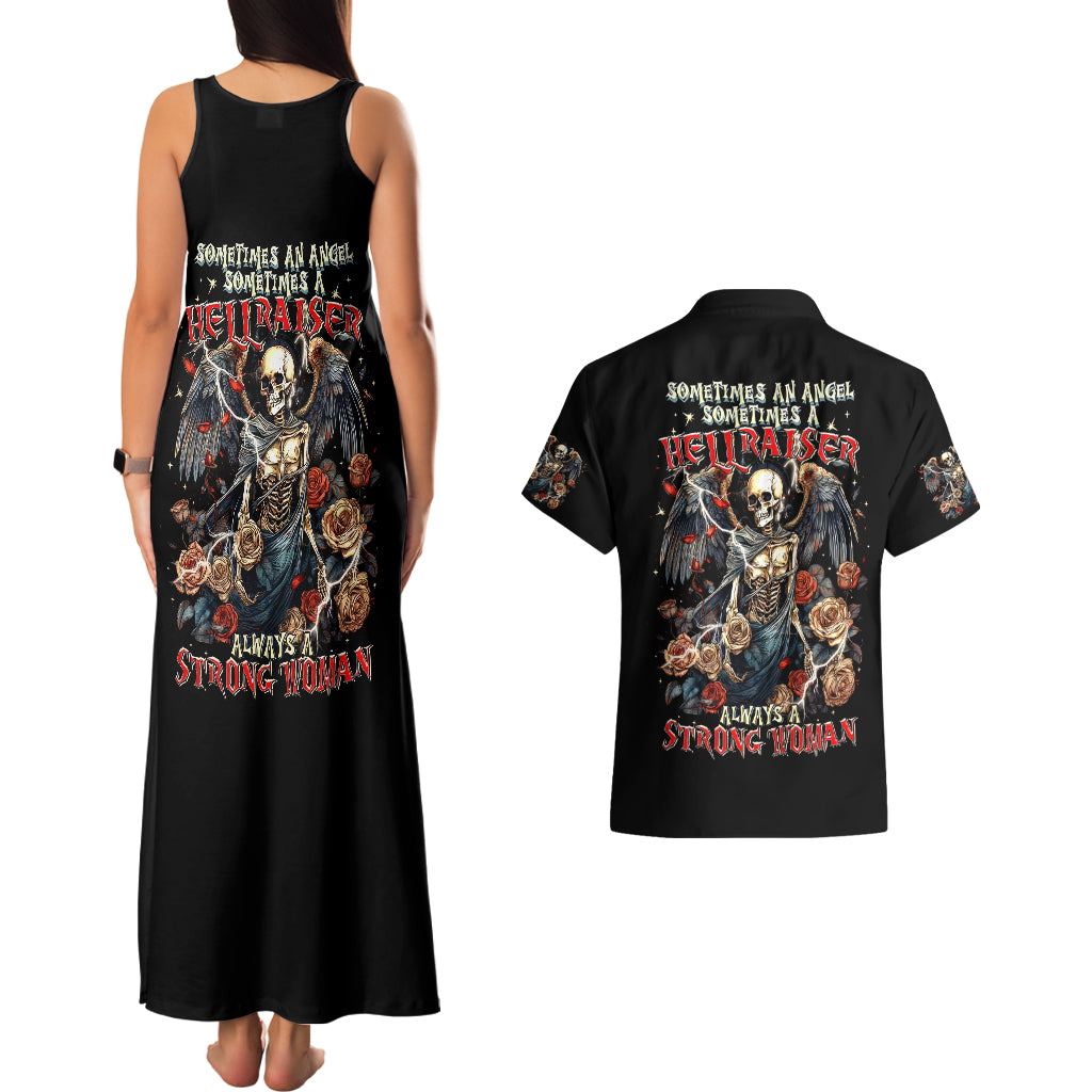 Angel Skull Couples Matching Tank Maxi Dress and Hawaiian Shirt Sometimes An Angel Sometimes A Hellraiser - Wonder Print Shop