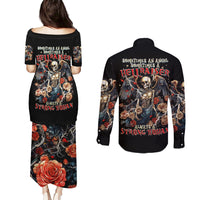 Angel Skull Couples Matching Puletasi and Long Sleeve Button Shirt Sometimes An Angel Sometimes A Hellraiser - Wonder Print Shop