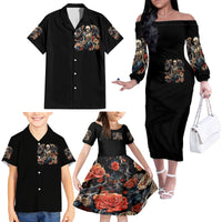 Angel Skull Family Matching Off Shoulder Long Sleeve Dress and Hawaiian Shirt Sometimes An Angel Sometimes A Hellraiser - Wonder Print Shop