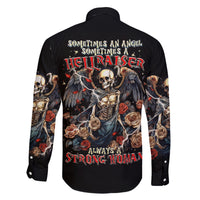 Angel Skull Family Matching Off Shoulder Long Sleeve Dress and Hawaiian Shirt Sometimes An Angel Sometimes A Hellraiser - Wonder Print Shop