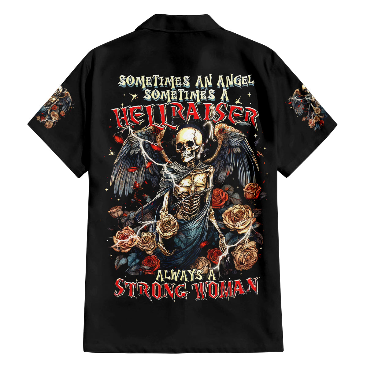 Angel Skull Family Matching Off Shoulder Short Dress and Hawaiian Shirt Sometimes An Angel Sometimes A Hellraiser - Wonder Print Shop