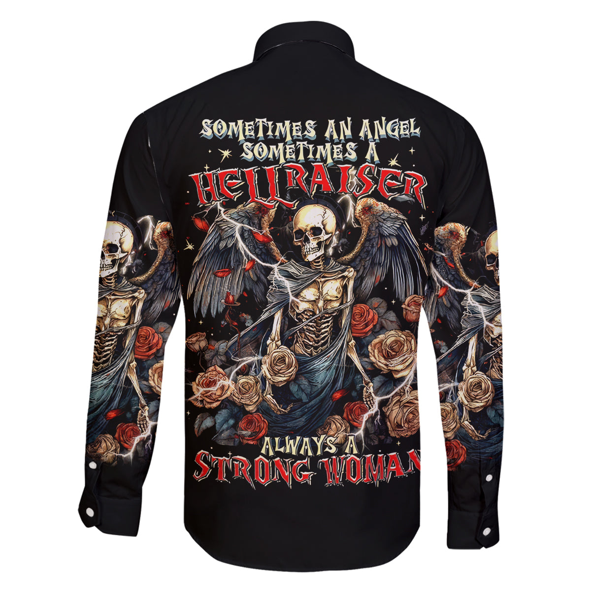 Angel Skull Family Matching Off Shoulder Short Dress and Hawaiian Shirt Sometimes An Angel Sometimes A Hellraiser - Wonder Print Shop