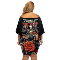 Angel Skull Family Matching Off Shoulder Short Dress and Hawaiian Shirt Sometimes An Angel Sometimes A Hellraiser - Wonder Print Shop