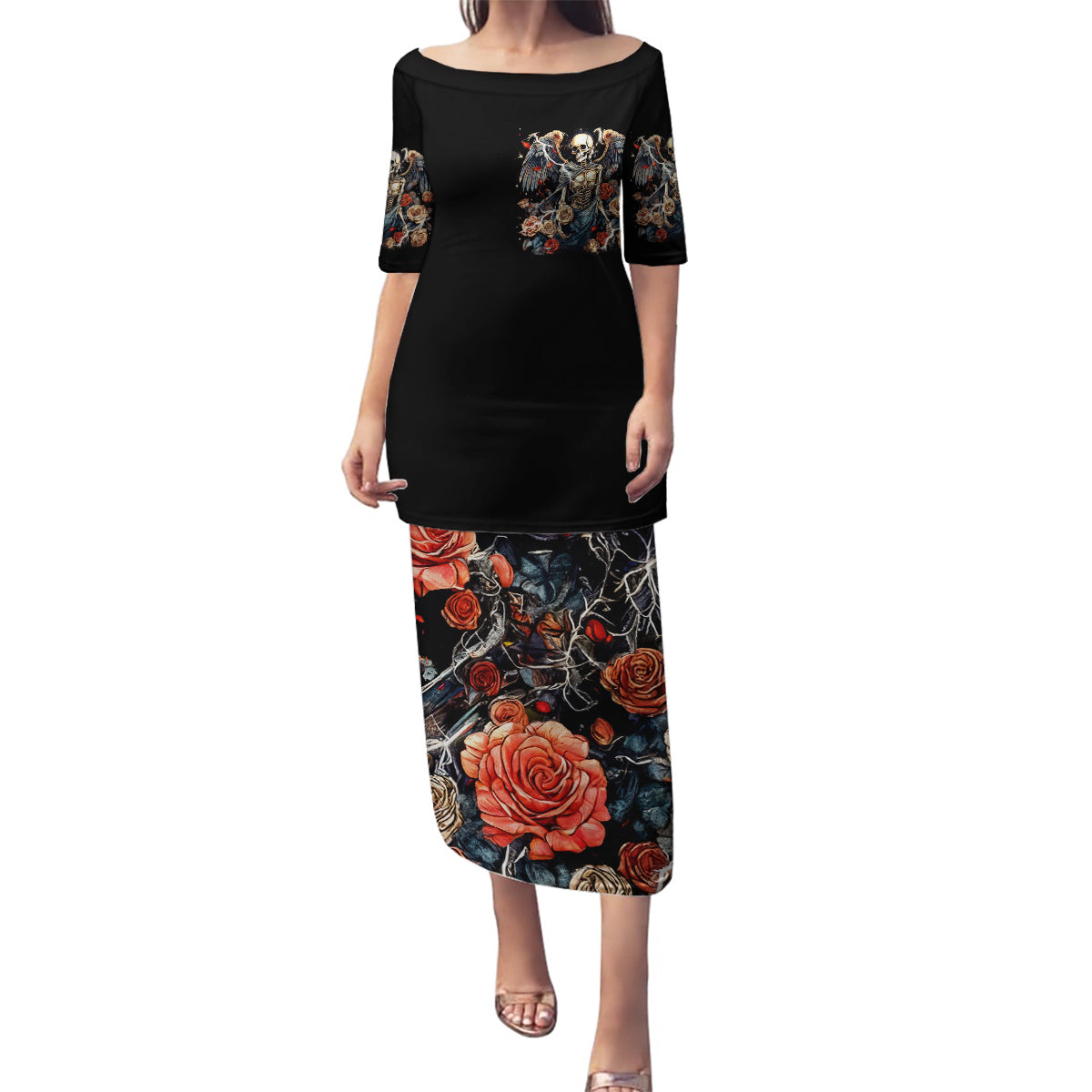 Angel Skull Family Matching Puletasi and Hawaiian Shirt Sometimes An Angel Sometimes A Hellraiser - Wonder Print Shop