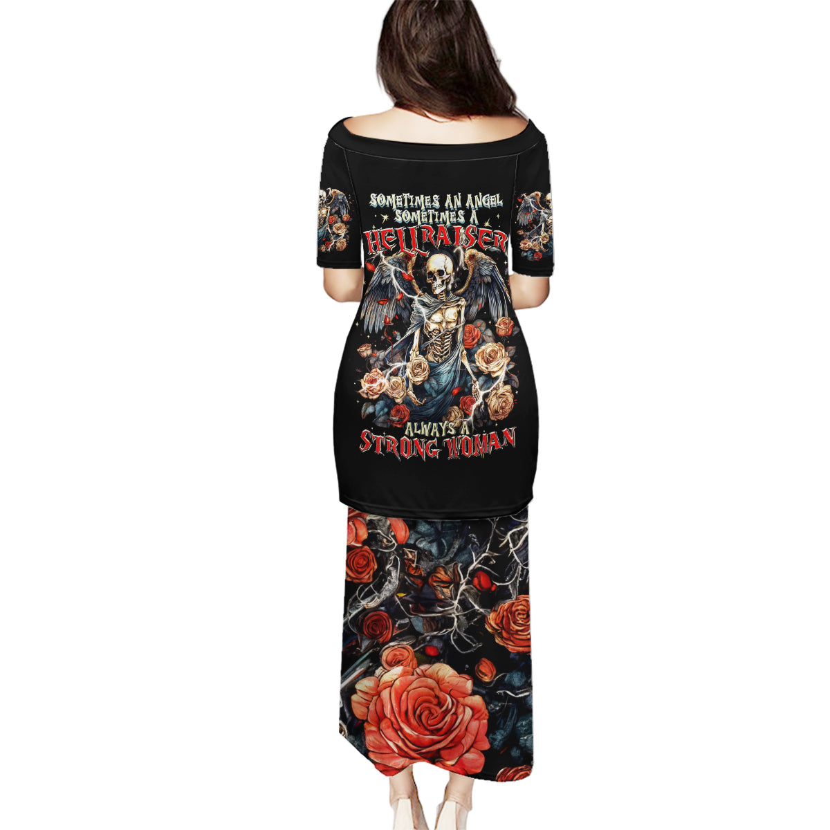 Angel Skull Family Matching Puletasi and Hawaiian Shirt Sometimes An Angel Sometimes A Hellraiser - Wonder Print Shop