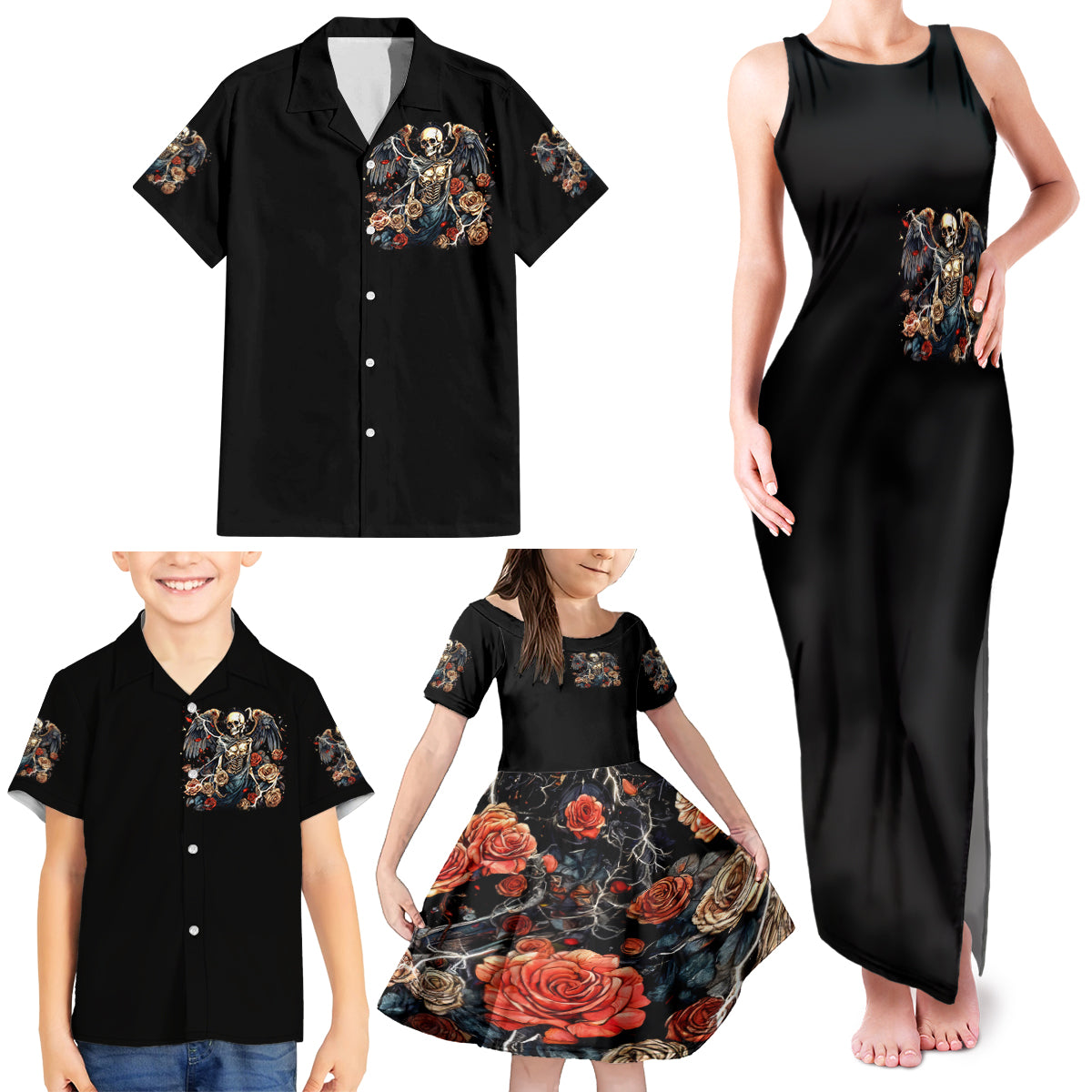 Angel Skull Family Matching Tank Maxi Dress and Hawaiian Shirt Sometimes An Angel Sometimes A Hellraiser - Wonder Print Shop