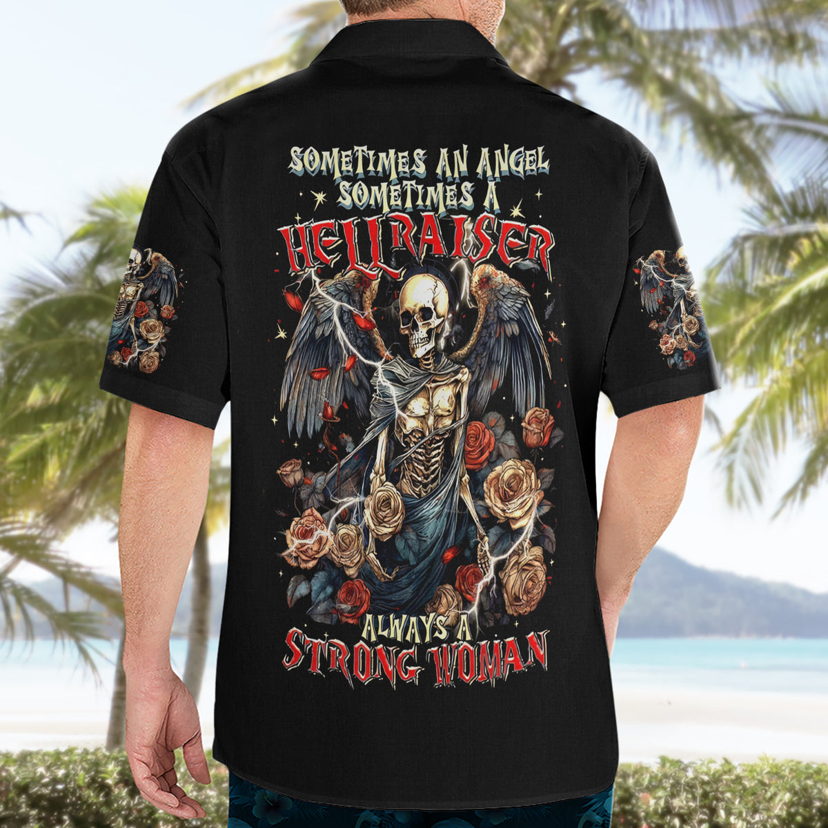 Angel Skull Hawaiian Shirt Sometimes An Angel Sometimes A Hellraiser - Wonder Print Shop