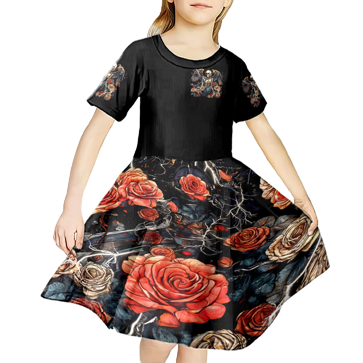 Angel Skull Kid Short Sleeve Dress Sometimes An Angel Sometimes A Hellraiser - Wonder Print Shop