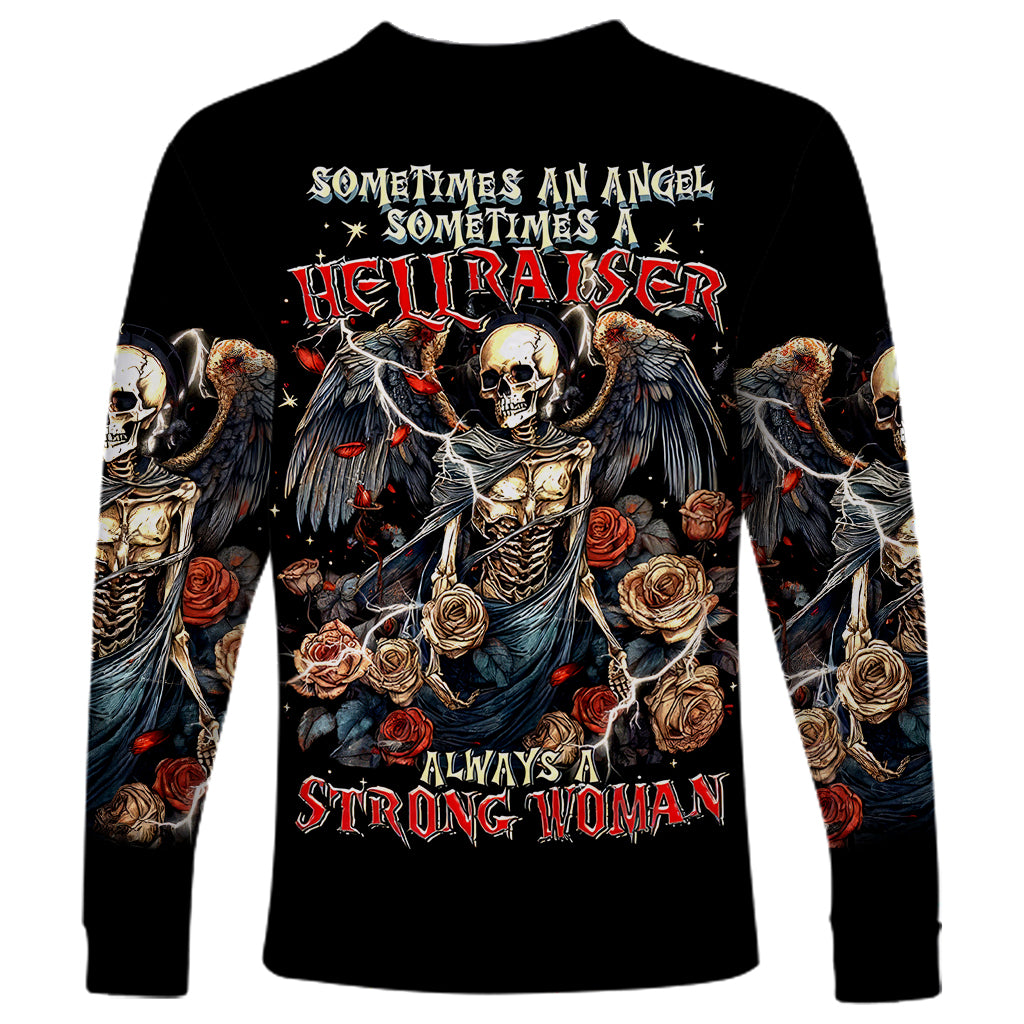 Angel Skull Long Sleeve Shirt Sometimes An Angel Sometimes A Hellraiser - Wonder Print Shop