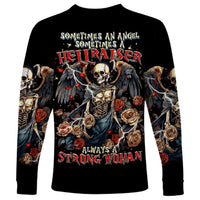 Angel Skull Long Sleeve Shirt Sometimes An Angel Sometimes A Hellraiser - Wonder Print Shop