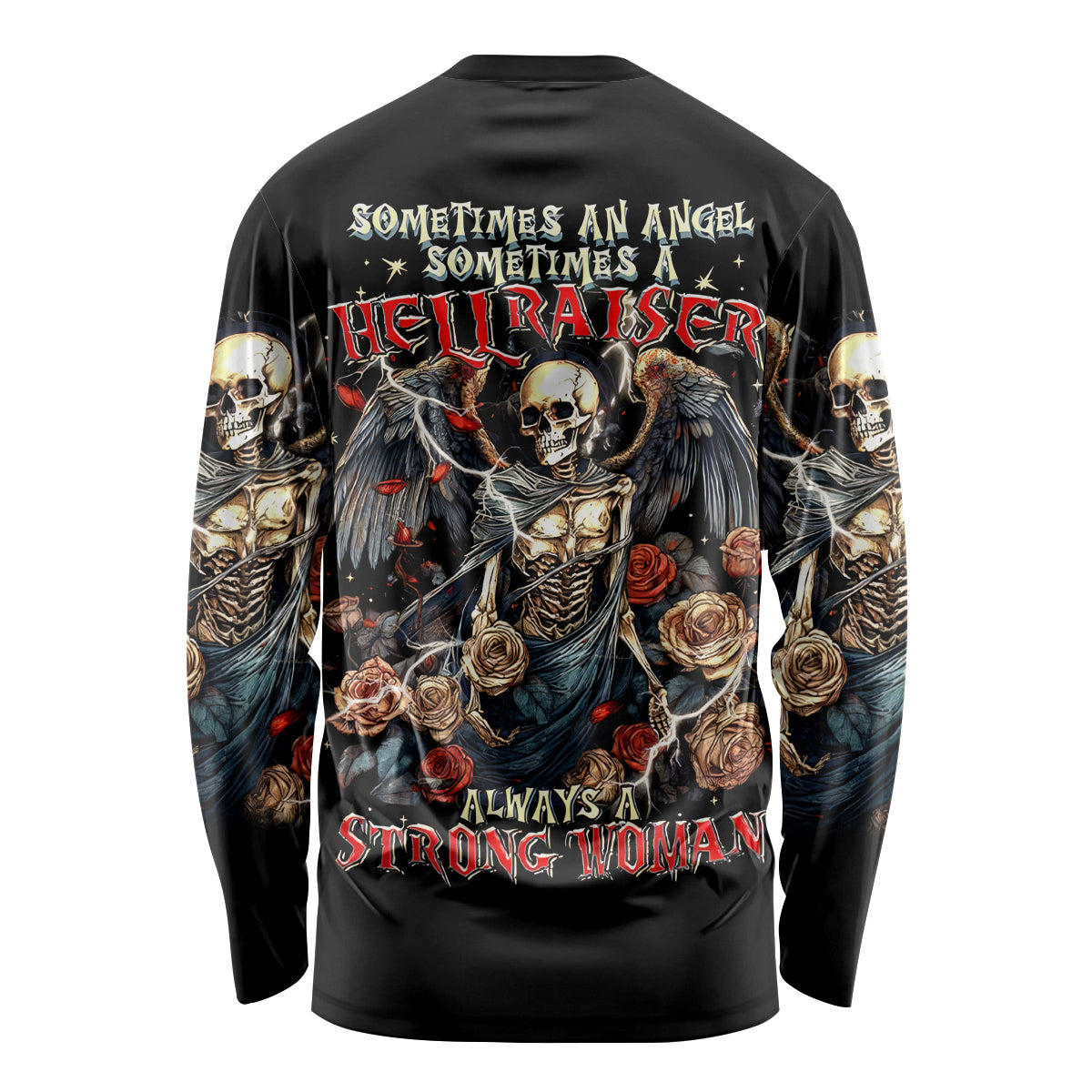 Angel Skull Long Sleeve Shirt Sometimes An Angel Sometimes A Hellraiser - Wonder Print Shop