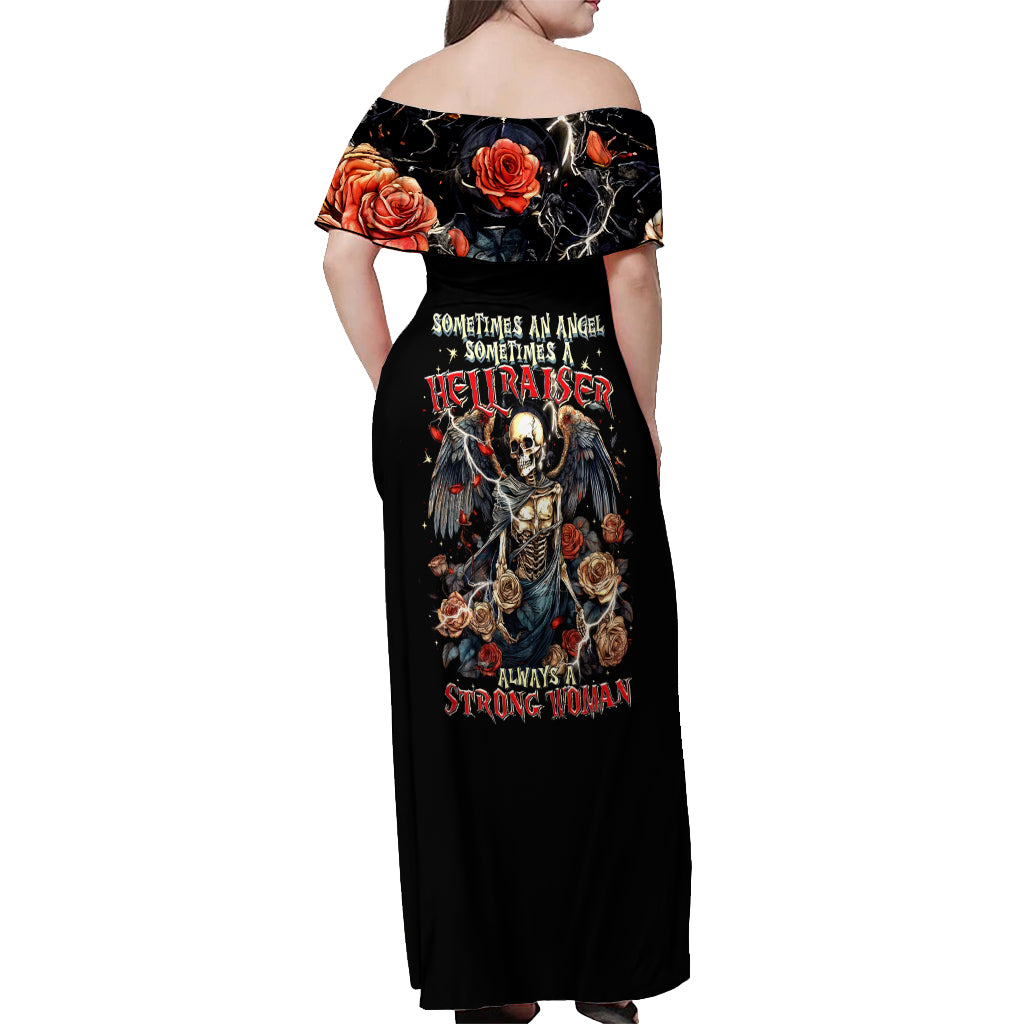 Angel Skull Off Shoulder Maxi Dress Sometimes An Angel Sometimes A Hellraiser - Wonder Print Shop