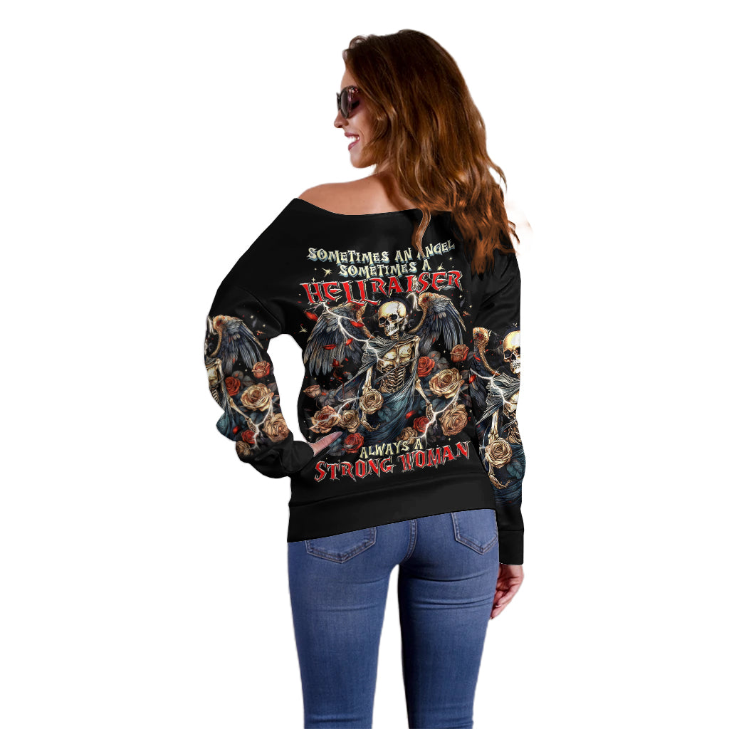 Angel Skull Off Shoulder Sweater Sometimes An Angel Sometimes A Hellraiser - Wonder Print Shop