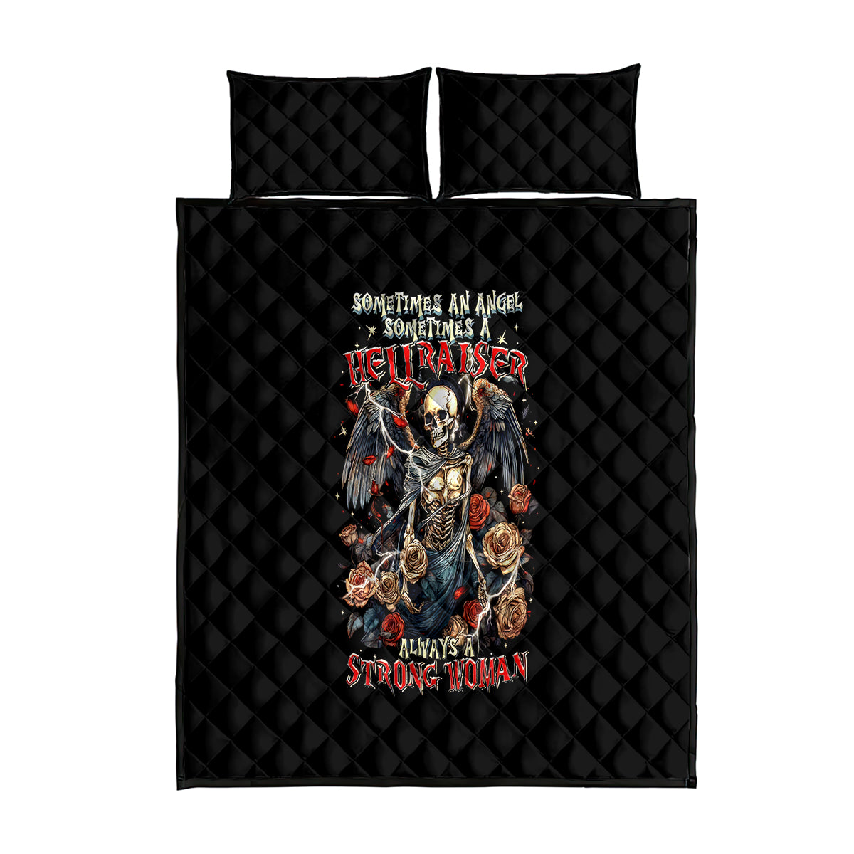 Angel Skull Quilt Bed Set Sometimes An Angel Sometimes A Hellraiser - Wonder Print Shop