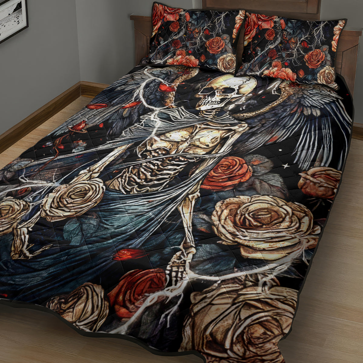 Angel Skull Quilt Bed Set Sometimes An Angel Sometimes A Hellraiser - Wonder Print Shop
