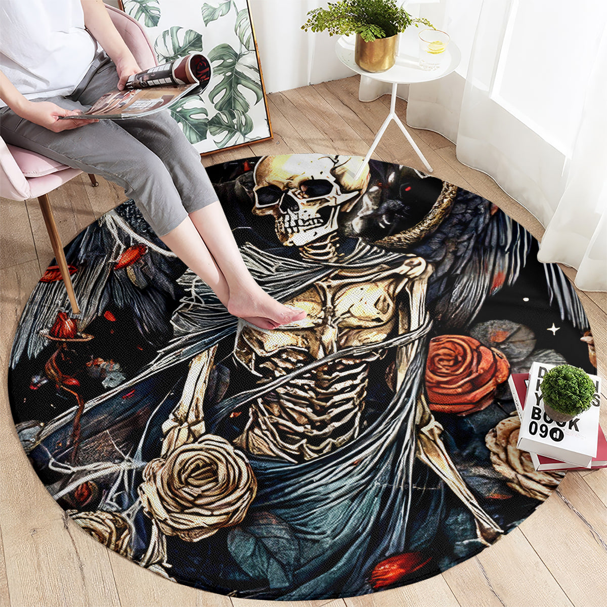 Angel Skull Round Carpet Sometimes An Angel Sometimes A Hellraiser