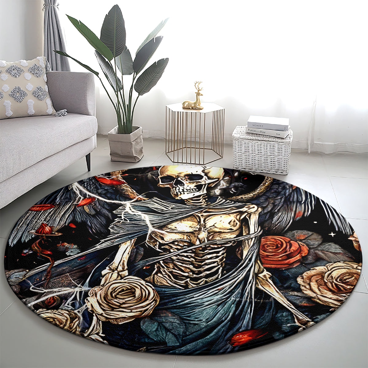 Angel Skull Round Carpet Sometimes An Angel Sometimes A Hellraiser